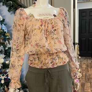 Floral Blouse with Ruffle Details